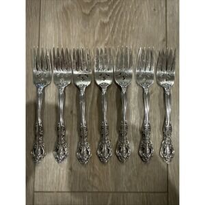 SET OF 7 ONEIDA CUBED MICHELANGELO STAINLESS STEEL 6.5"‎ SALAD FORKS